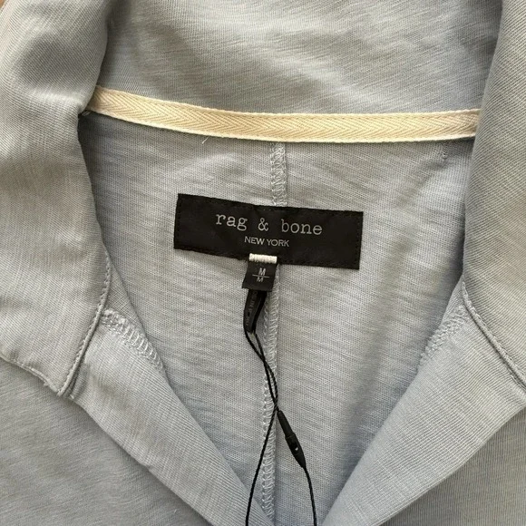 rag & bone Polo Shirt Men's M Blue Fog Johnny Collar Slub‎ Polo NWT $148